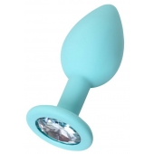 Мятная анальная пробка с прозрачным кристаллом Brilliant - 7 см. - ToyFa - купить с доставкой в Воронеже