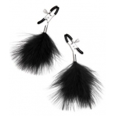 Зажимы для сосков с черными перьями - Lux Fetish - купить с доставкой в Воронеже