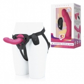 Розовый ребристый вибрострапон Pegasus - 14 см. - Pegasus - купить с доставкой в Воронеже