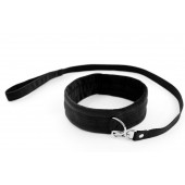 Черный ошейник My Rules с поводком - БДСМ Арсенал - купить с доставкой в Воронеже