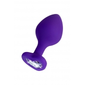 Фиолетовая анальная втулка Diamond Heart с прозрачным кристаллом - 8 см. - ToyFa - купить с доставкой в Воронеже