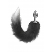 Серебристая анальная пробка с черным хвостом Starlit - Lola Games - купить с доставкой в Воронеже