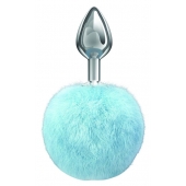 Серебристая анальная пробка с голубым пушистым хвостиком Twinkle - Lola Games - купить с доставкой в Воронеже