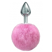 Серебристая анальная пробка с розовым пушистым хвостиком Twinkle - Lola Games - купить с доставкой в Воронеже