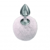 Серебристая анальная пробка с белым пушистым хвостиком Twinkle - Lola Games - купить с доставкой в Воронеже