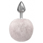 Серебристая анальная пробка с белым пушистым хвостиком Twinkle - Lola Games - купить с доставкой в Воронеже