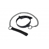 Черный ошейник Sin с поводком - Lola Games - купить с доставкой в Воронеже