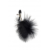 Зажимы на соски с черным пухом Euphoric - Lola Games - купить с доставкой в Воронеже