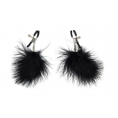 Зажимы на соски с черным пухом Euphoric - Lola Games - купить с доставкой в Воронеже