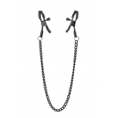 Черные зажимы на соски на цепочке BLAZE DELUXE NIPPLE CLAMPS - Dream Toys - купить с доставкой в Воронеже