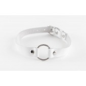 Белый чокер из натуральной кожи - БДСМ Арсенал - купить с доставкой в Воронеже