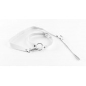 Белый чокер из натуральной кожи с поводком - БДСМ Арсенал - купить с доставкой в Воронеже