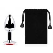 Серебристая анальная пробка с красным стразом - 7,2 см. - Anal Jewelry Plug - купить с доставкой в Воронеже