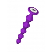 Фиолетовая анальная цепочка с кристаллом Buddy - 17,7 см. - Lola Games