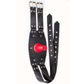 Черный узкий пояс на бедро с телесной насадкой - LOVETOY (А-Полимер) - купить с доставкой в Воронеже