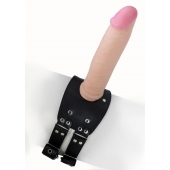 Черный узкий пояс на бедро с телесной насадкой - LOVETOY (А-Полимер) - купить с доставкой в Воронеже