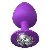 Фиолетовая анальная пробка со стразом Her Little Gem Large Plug - 9,5 см. - Pipedream - купить с доставкой в Воронеже