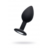 Черная анальная втулка с прозрачным стразом - 7,2 см. - POPO Pleasure - купить с доставкой в Воронеже