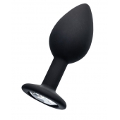 Черная анальная втулка с прозрачным стразом - 7,2 см. - POPO Pleasure - купить с доставкой в Воронеже