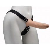 Пустотелый реалистичный фаллопротез на ремешках с заклепками - 17,5 см. - LOVETOY (А-Полимер) - купить с доставкой в Воронеже