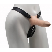 Пустотелый реалистичный фаллопротез на ремешках с заклепками - 16,5 см. - LOVETOY (А-Полимер) - купить с доставкой в Воронеже