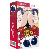 Шикарные темно-синие меховые наручники с ключиками - Le Frivole - купить с доставкой в Воронеже