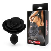Черная гладкая анальная втулка-роза - Notabu - купить с доставкой в Воронеже