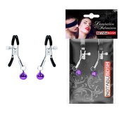 Оригинальные зажимы на соски с фиолетовыми шариками - Notabu - купить с доставкой в Воронеже