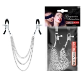 Оригинальные зажимы на соски с тройной цепочкой - Notabu - купить с доставкой в Воронеже