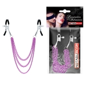 Оригинальные зажимы на соски с тройной розовой цепочкой - Notabu - купить с доставкой в Воронеже