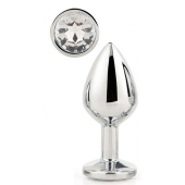 Серебристая анальная втулка с прозрачным кристаллом - 7,1 см. - Dream Toys - купить с доставкой в Воронеже