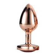 Золотистая анальная втулка с кристаллом-сердечком розового цвета - 7,1 см. - Dream Toys - купить с доставкой в Воронеже
