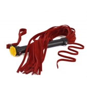 Красная многохвостая плеть с розой на рукояти - 60 см. - Sitabella - купить с доставкой в Воронеже