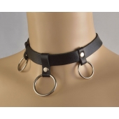 Черный чокер  Соло  с 3 кольцами - Sitabella - купить с доставкой в Воронеже