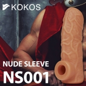 Телесная открытая насадка-реалистик с подхватом мошонки Nude Sleeve L - 14 см. - KOKOS - в Воронеже купить с доставкой