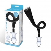 Стеклянная анальная пробка с черным конским хвостом - Glas - купить с доставкой в Воронеже