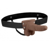 Коричневый перезаряжаемый вибрострапон - 18 см. - Lux Fetish - купить с доставкой в Воронеже