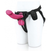 Розовый вибратор-реалистик на трусиках с кольцом - 17,8 см. - Pegasus - купить с доставкой в Воронеже