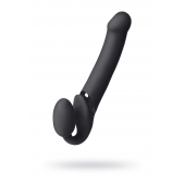 Черный безремневой вибрострапон Vibrating Bendable Strap-On L - Strap-on-me - купить с доставкой в Воронеже