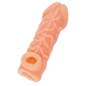 Телесная закрытая насадка с венками Cock Sleeve Size S - 13,8 см. - KOKOS - в Воронеже купить с доставкой