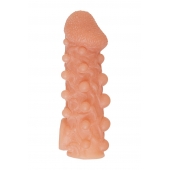 Телесная закрытая насадка с шариками Cock Sleeve Size M - 15,6 см. - KOKOS - в Воронеже купить с доставкой