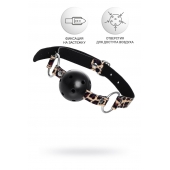 Черный кляп-шар на леопардовых ремешках Anonymo - ToyFa - купить с доставкой в Воронеже