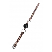 Черный кляп-шар на леопардовых ремешках Anonymo - ToyFa - купить с доставкой в Воронеже