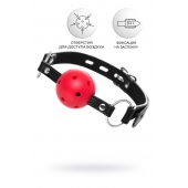Красный кляп-шар на черных ремешках - ToyFa - купить с доставкой в Воронеже