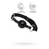 Черный кляп-шар на кожаных ремешках Anonymo - ToyFa - купить с доставкой в Воронеже