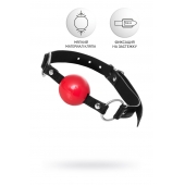 Красный кляп-шар на черных ремешках Anonymo - ToyFa - купить с доставкой в Воронеже