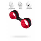 Красно-черные велюровые наручники Anonymo - ToyFa - купить с доставкой в Воронеже