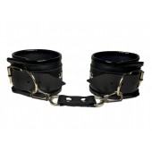 Черные наручники из эко-кожи - БДСМ Арсенал - купить с доставкой в Воронеже