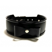 Черный ошейник с бантиком из эко-кожи - БДСМ Арсенал - купить с доставкой в Воронеже