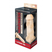 Поясной фаллоимитатор с мошонкой телесного цвета - 18 см. - LOVETOY (А-Полимер) - купить с доставкой в Воронеже